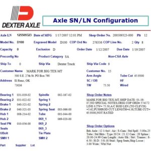 10K HD 865 T2024 (AIR W/;PARK) W/O SPGS / AUTO SLACK / TW=75.5 SC=44"***Per Josh Dimension***PAD AFTER MAY BE REQUIRED***